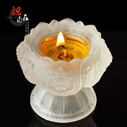 佛具用品七彩琉璃蓮花燈酥油燈座 八吉祥帶腳燈座蠟燭燈長(zhǎng)明燈